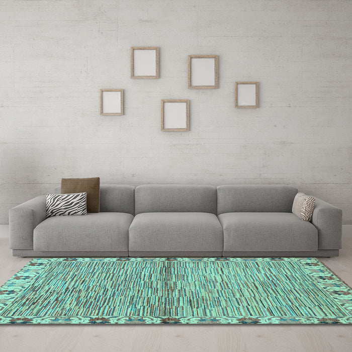 Machine Washable Abstract Light Blue Modern Rug in a Living Room, wshabs3940lblu
