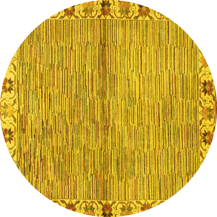 Round Abstract Yellow Modern Rug, abs3940yw
