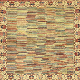 Square Abstract Chrome Gold Yellow Modern Rug, abs3940