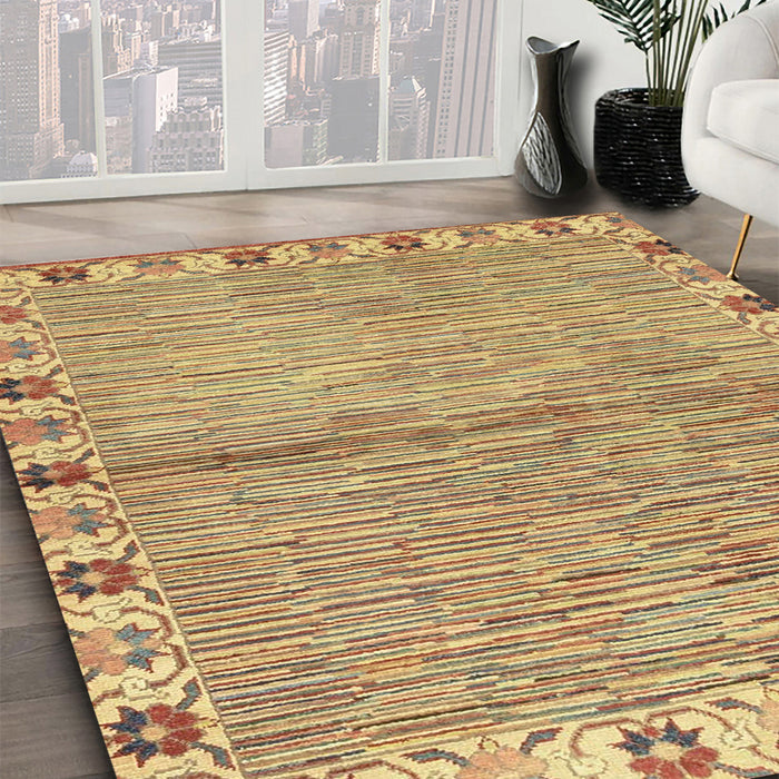 Machine Washable Abstract Chrome Gold Yellow Rug in a Family Room, wshabs3940