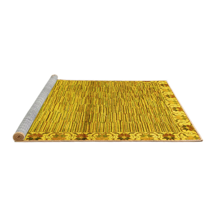 Sideview of Machine Washable Abstract Yellow Modern Rug, wshabs3940yw