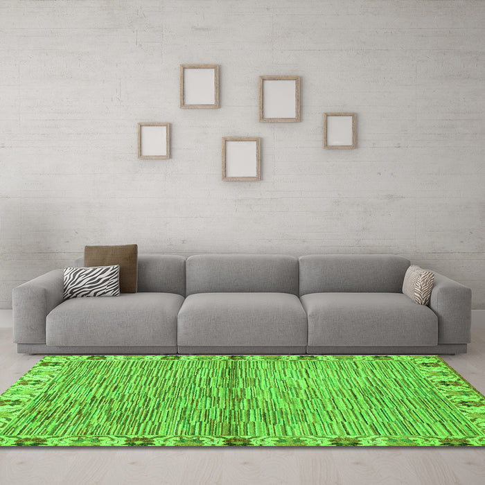 Machine Washable Abstract Green Modern Area Rugs in a Living Room,, wshabs3940grn