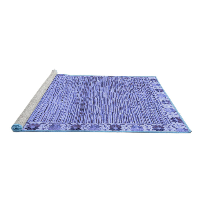 Sideview of Machine Washable Abstract Blue Modern Rug, wshabs3940blu