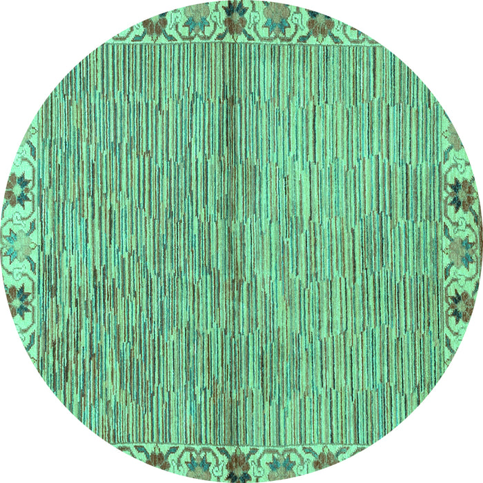 Round Abstract Turquoise Modern Rug, abs3940turq