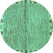 Round Abstract Turquoise Modern Rug, abs3940turq