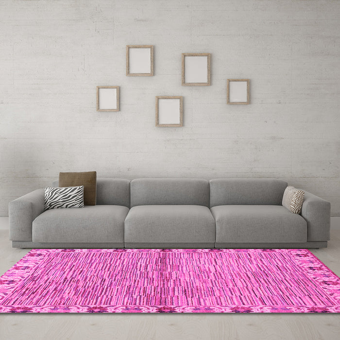 Machine Washable Abstract Pink Modern Rug in a Living Room, wshabs3940pnk