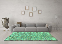 Machine Washable Abstract Turquoise Modern Area Rugs in a Living Room,, wshabs3940turq