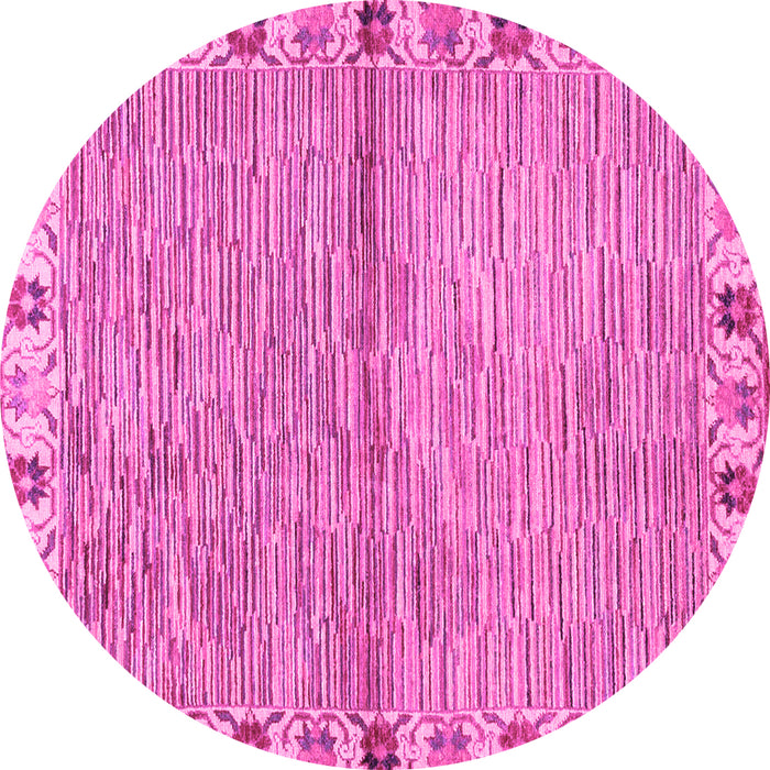 Round Machine Washable Abstract Pink Modern Rug, wshabs3940pnk