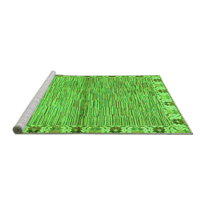 Sideview of Machine Washable Abstract Green Modern Area Rugs, wshabs3940grn