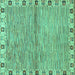 Square Machine Washable Abstract Turquoise Modern Area Rugs, wshabs3940turq