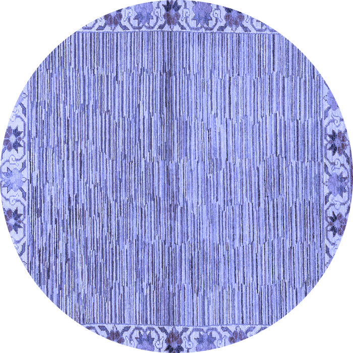Round Abstract Blue Modern Rug, abs3940blu