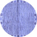 Round Abstract Blue Modern Rug, abs3940blu