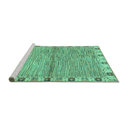 Sideview of Machine Washable Abstract Turquoise Modern Area Rugs, wshabs3940turq