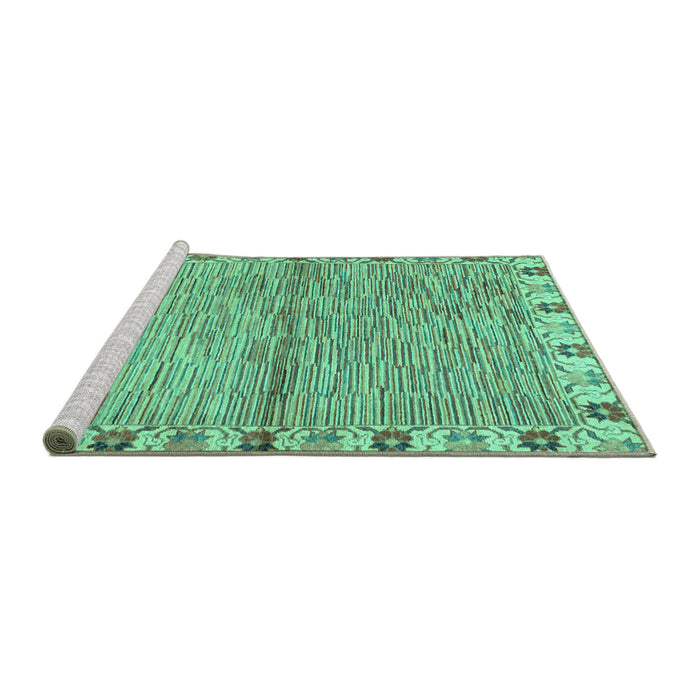 Sideview of Machine Washable Abstract Turquoise Modern Area Rugs, wshabs3940turq