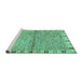 Sideview of Machine Washable Abstract Turquoise Modern Area Rugs, wshabs3940turq