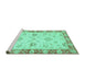 Sideview of Machine Washable Oriental Turquoise Traditional Area Rugs, wshabs3941turq