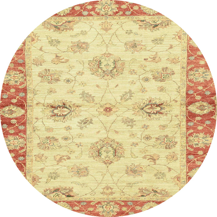 Round Machine Washable Abstract Mustard Yellow Rug, wshabs3941