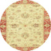 Round Machine Washable Abstract Mustard Yellow Rug, wshabs3941