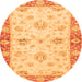 Round Oriental Orange Traditional Rug, abs3941org