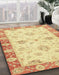 Abstract Mustard Yellow Oriental Rug in Family Room, abs3941