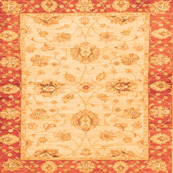 Square Machine Washable Oriental Orange Traditional Area Rugs, wshabs3941org