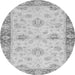 Round Machine Washable Oriental Gray Traditional Rug, wshabs3941gry