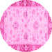 Round Oriental Pink Traditional Rug, abs3941pnk