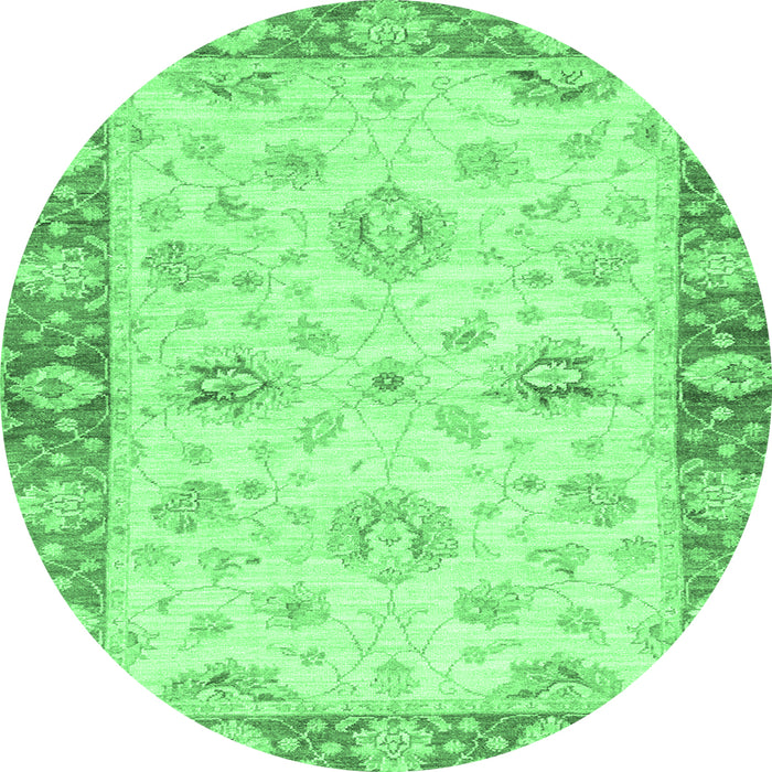 Round Oriental Emerald Green Traditional Rug, abs3941emgrn