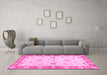 Machine Washable Oriental Pink Traditional Rug in a Living Room, wshabs3941pnk