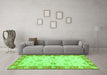 Machine Washable Oriental Green Traditional Area Rugs in a Living Room,, wshabs3941grn