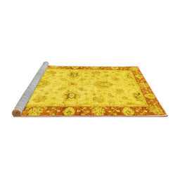 Sideview of Machine Washable Oriental Yellow Traditional Rug, wshabs3941yw