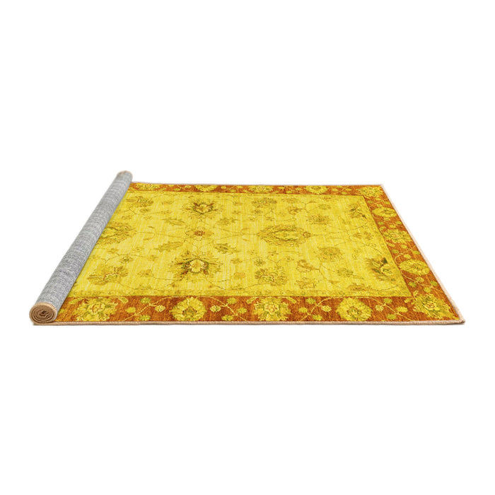 Sideview of Machine Washable Oriental Yellow Traditional Rug, wshabs3941yw