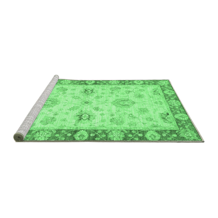 Sideview of Machine Washable Oriental Emerald Green Traditional Area Rugs, wshabs3941emgrn