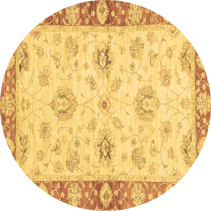 Round Oriental Brown Traditional Rug, abs3941brn