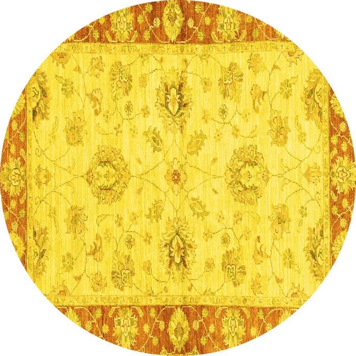Round Oriental Yellow Traditional Rug, abs3941yw