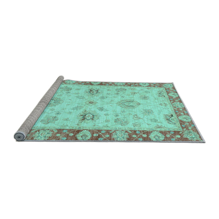 Sideview of Machine Washable Oriental Light Blue Traditional Rug, wshabs3941lblu