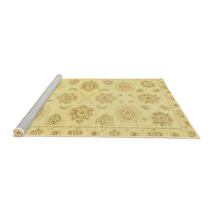 Sideview of Machine Washable Abstract Mustard Yellow Rug, wshabs3942