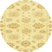 Round Abstract Mustard Yellow Oriental Rug, abs3942