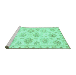 Sideview of Machine Washable Oriental Turquoise Traditional Area Rugs, wshabs3942turq