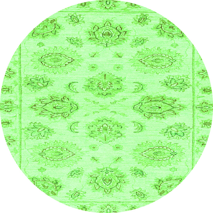 Round Oriental Green Traditional Rug, abs3942grn