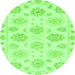 Round Oriental Green Traditional Rug, abs3942grn