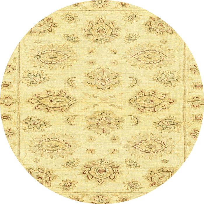 Round Machine Washable Abstract Mustard Yellow Rug, wshabs3942