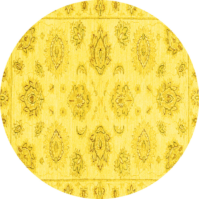 Round Oriental Yellow Traditional Rug, abs3942yw