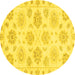 Round Oriental Yellow Traditional Rug, abs3942yw