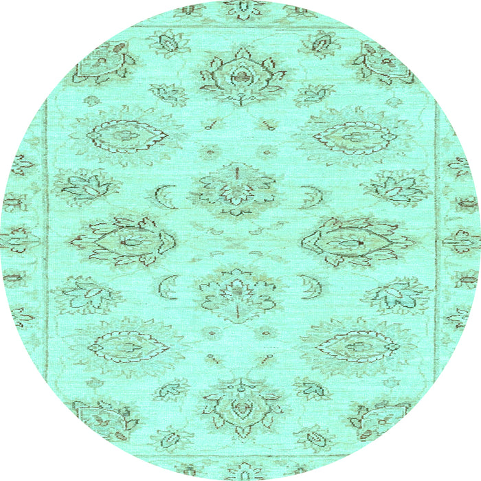 Round Oriental Light Blue Traditional Rug, abs3942lblu