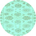 Round Oriental Light Blue Traditional Rug, abs3942lblu