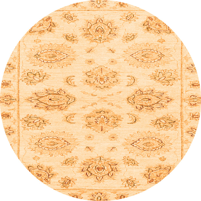 Round Machine Washable Oriental Orange Traditional Area Rugs, wshabs3942org