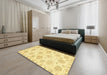 Machine Washable Abstract Mustard Yellow Rug in a Bedroom, wshabs3942