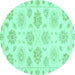 Round Oriental Turquoise Traditional Rug, abs3942turq