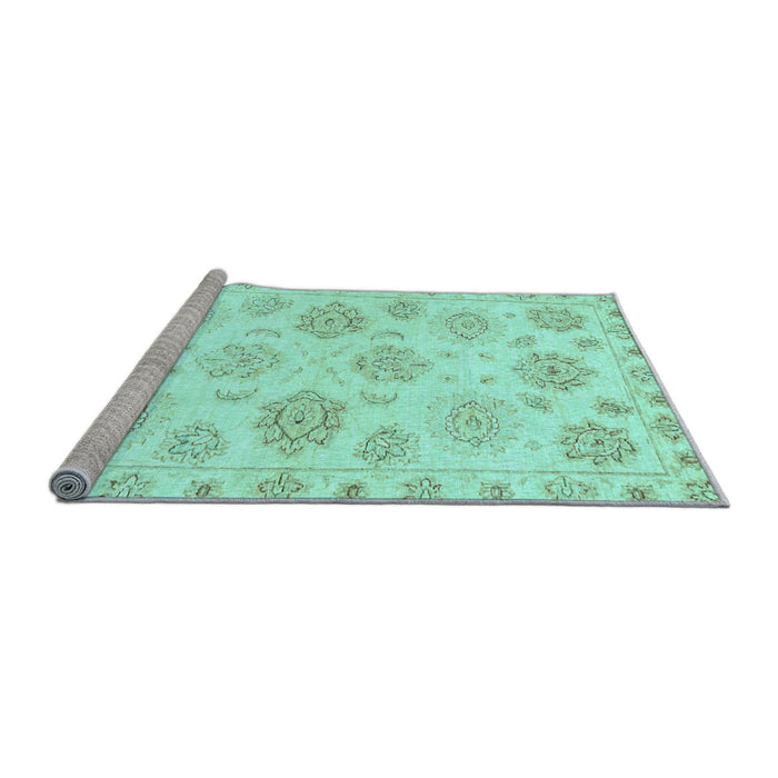 Sideview of Machine Washable Oriental Light Blue Traditional Rug, wshabs3942lblu